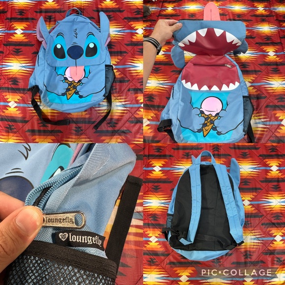 Loungefly Other - Disney Loungefly Lilo & Stitch Ears Ice Cream Tongue Flap School Blue Backpack